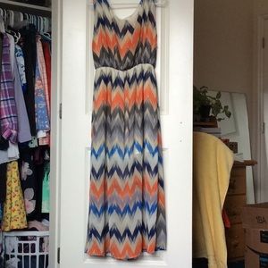 Full length maxi dress. Medium. Zigzag pattern.